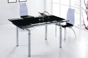 DT103LB-DC040 Dining Table w/Extendable Glass Top & Metal Base [AHUDS-DT103LB-DC040]