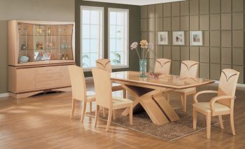 Maple Color High Gloss Finish Dining Set [GFDS-Ashley]