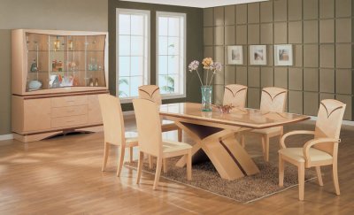 Maple Color High Gloss Finish Dining Set