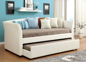 Delmar Daybed CM1956WH in White Leatherette w/Trundle [FAKB-CM1956WH-Delmar White]