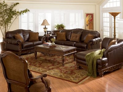 Dark Brown Full Protected Leather Modern Sofa & Loveseat Set