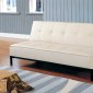 Cream Vinyl Leather Moden Elegant Sofa Bed Convertible