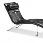 Black Leatherette Modern Chaise Lounger with Head Cushion