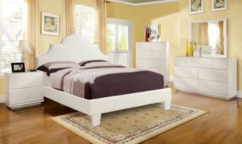 CM7948 Aubonne Bedroom 5Pc Set in White w/Padded Bed & Options [FABS-CM7948 Aubonne]