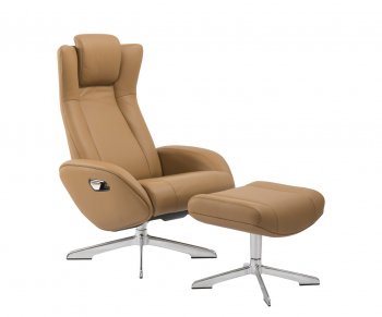 Maya Chair & Ottoman in Camel Leather by J&M Furniture [JMRC-Maya Camel]