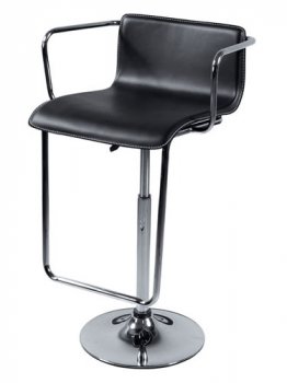 Black Leather Match Upholstery Set of 2 Bar Arm Stools [AHUBA-BS6180B]