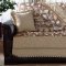 Beige Fabric & Dark Leather Base Convertible Sofa Bed w/Storage