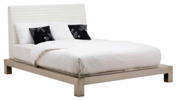 White or Black Nauga Modern Platform Bed w/Brushed Steel Frame [NVBS-Barton]