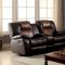 Pollux Reclining Sofa CM6864 in Two-Tone Brown Leatherette