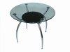 Glass Top & Metal Base Modern Dining Table w/Shelf