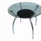 Glass Top & Metal Base Modern Dining Table w/Shelf