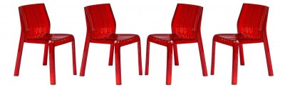 Ruffle Set of 4 Dining Chairs RC21R in Red by LeisureMod