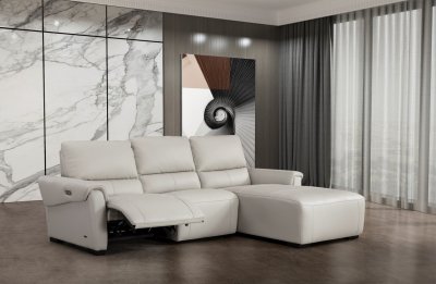 S275 Power Motion Sectional Sofa in Smoke Leather Beverly Hills