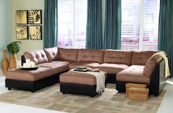 Claude Modular Sectional Sofa 7Pc Brown Microfiber by Coaster [CRSS-551001-Claude]