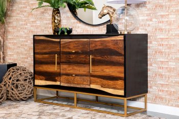 Zara Accent Cabinet 953466 in Black Walnut & Gold by Coaster [CRCA-953466 Zara]