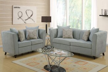 F6898 Sofa & Loveseat Set in Taupe Fabric by Poundex [PXS-F6898 Taupe]