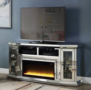 Noralie TV Stand w/Fireplace & LED AC00517 in Mirrored by Acme [AMTV-AC00517 Noralie]