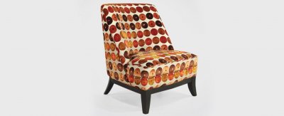 Chocolate/Gold Java Fabric Modern Jester Club Chair