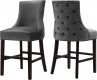 Hannah Counter Stool 775 Set of 2 Grey Velvet Fabric - Meridian