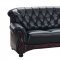 Black Leather Classic Living Room Sofa W/Button-Tufted Backs