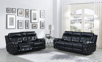 U8311 Power Motion Sofa in Black Leather Gel by Global w/Options [GFS-U8311 Black]