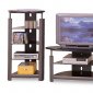 Silver & Black Contemporary Tv Stand W/Glass Shelves