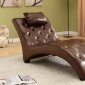 Brown Bonded Leather Elegant Modern Chaise Lounger