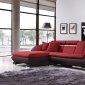 Red Fabric Two-Tone Modern Sectional Sofa w/Cup Holders