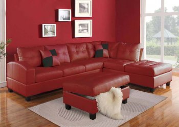 51185 Kiva Sectional Sofa in Red Bonded Leather by Acme [AMSS-51185 Kiva]