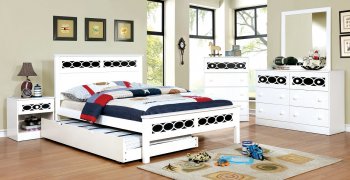 Cammi CM7853BL Youth Bedroom Set in White & Blue w/Options [FAKB-CM7853BL-Cammi]