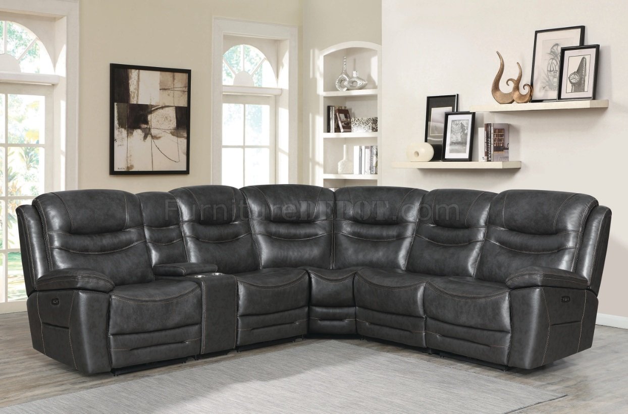 Destin Power Sectional Sofa 603310PP in Charcoal by Coaster