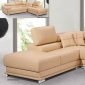 Beige Top Grain Full Leather Modern Sectional Sofa w/2 Pillows