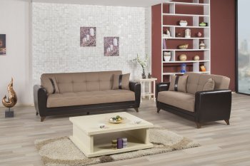 Bella Vista Sofa Bed in Brown Fabric by Casamode w/Options [CMSB-Bella Vista Prusa Brown]