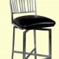 Nickel Plated Base & Black Vinyl Seat Set of 2 Swivel Barstools