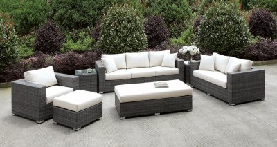 Somani CM-OS2128-16 7Pc Outdoor Patio Sofa Set in Ivory & Gray