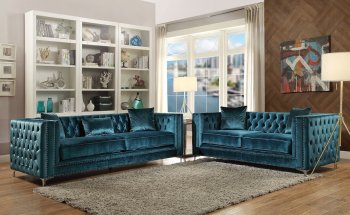 Gillian Fabric Sofa 52790 in Dark Teal by Acme w/Options [AMS-52790-Gillian]