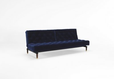 Oldschool Sofa Bed in Dark Blue w/Retro Legs by Innovation