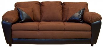 Cinnamon Fabric and Bicast Modern Sofa & Loveseat Set w/Options [PMS-5500-Cinnamon]