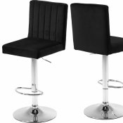 Joel Bar Stool 710 Set of 4 Black Velvet Fabric by Meridian