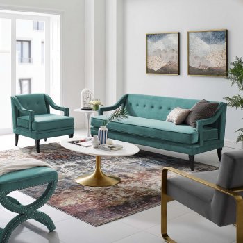 Concur Sofa in Teal Velvet Fabric by Modway w/Options [MWS-2997 Concur Teal]