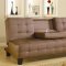 Modern Convertible Sofa Bed W/Pull Down Tray in Brown Microfiber