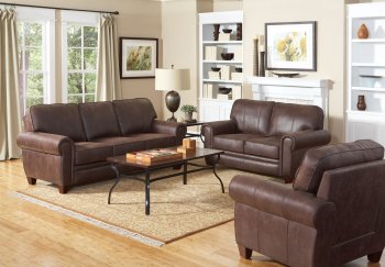 Bentley Sofa & Loveseat Set Brown Microfiber 504201 by Coaster [CRS-504201 Bentley]