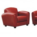 Red Full Leather Sofa & 2 Chairs Set