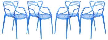 Milan Set of 4 Dining Chairs MW17TBU in Blue by LeisureMod [LMDC-MW17TBU-Milan Blue]