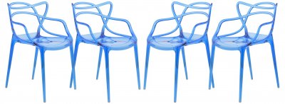 Milan Set of 4 Dining Chairs MW17TBU in Blue by LeisureMod