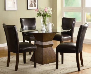 Deep Brown Finish & Glass Top Modern 5Pc Dining Set [CRDS-102800-Nicolette]