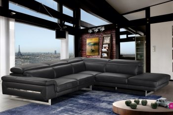 Lazio Sectional Sofa in Black Full Leather by VIG [VGSS-Lazio Black]