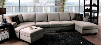 Traci Sectional Sofa CM6600 in Light Gray Linen-Like Fabric [FASS-CM6600-Traci]