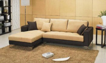 Two-Tone Chocolate Brown & Beige Microfiber Sectional Sofa [VGSS-0962]