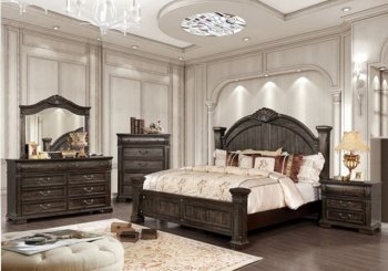 Genevieve 5Pc Bedroom Set CM7428 in Distressed Walnut w/Options [FABS-CM7428-Genevieve]